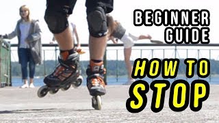 HOW TO STOP ON ROLLERBLADES  Beginners Guide 5 [upl. by Yznel327]