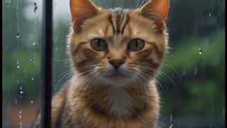 😺 cute cat Relieve anxiety and stress with soothing rain sounds💦  rain sounds for deep sleep😪 [upl. by Annissa]