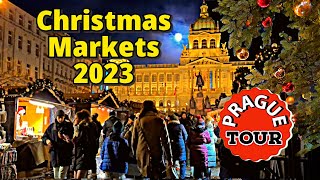 Prague Christmas Markets 2023  Wenceslas Square Walking tour of Prague Czech Republic [upl. by Moss]