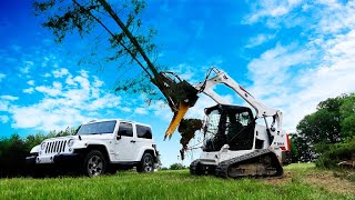 You Wont believe this tree puller Clearing land and brusha little too close to the Jeep [upl. by Anadal161]