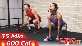 35 Min HIIT Workout for Fat Loss  Home HIIT Workout with Weights  High Intensity Interval Training [upl. by Urbana]