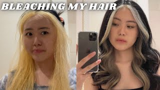 BLEACHING MY HAIR AT HOME  peekaboo hair [upl. by Winnie]