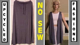 NO SEW DIY  Stretch Skirt to Long Summer Cover Up Vest  Upcycled Fashions Ep 9 [upl. by Debi452]