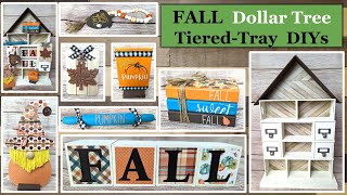 🍁FALL TIERED TRAY DIY🍁  Budget Dollar Tree DIY  House Tiered Shelf  WOOD DIY  Magnolia Design Co [upl. by Odanref64]