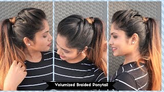 How To  New Way to Create Volumized Braided Ponytail Hairstyle High Messy PonytailHairstyle [upl. by Niarb]