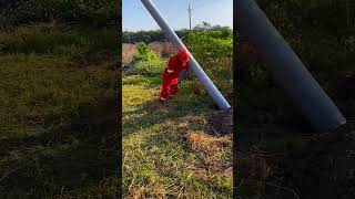 Manual installation of line poles [upl. by Ahoufe]