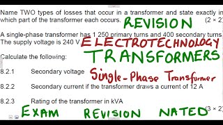 Electrotechnology Transformers Single Phase Revision 1 mathszoneafricanmotives mathswithadmirelightone [upl. by Jandy]