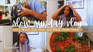 SLOW SUNDAY VLOG Washing My Locs amp Wholesome Soup Making [upl. by Noivart]