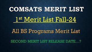 COMSATS 1ST MERIT LIST ANNOUNCED  BS Admissions 2024 [upl. by Janik]