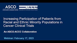 Increase Patient Participation from Racial amp Ethnic Minority Populations in Cancer Clinical Trials [upl. by Netnert]