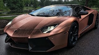 Satin Chrome Rose Gold Lamborghini Aventador with Reflective Black [upl. by Maurilia689]