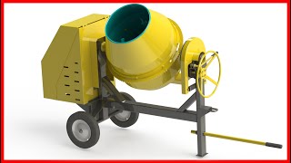 CONCRETE MIXER DESIGN ASSEMBLY ANIMATION IN SOLIDWORKS  TILTING DRUM MIXER [upl. by Myrle]