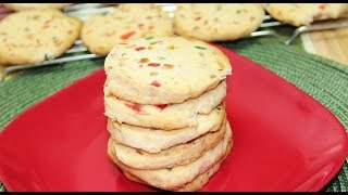 How to Make Christmas Shortbread Tutti Frutti Cookies Video Recipe by Bhavna [upl. by Nyral]