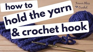 how to hold the yarn and hook for crochet [upl. by Haase]