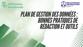 Le printemps de la donnée  Plan de gestion des données [upl. by Adiraf]