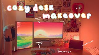 🌤 cozy desk makeoversetup  aesthetic  ergonomic diy clay coaster pinterest inspired [upl. by Annoet]