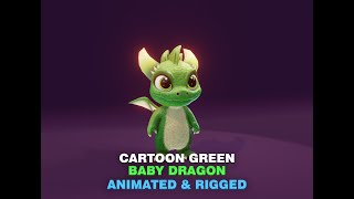 Cartoon Baby Dragon 3d Model Green Animated [upl. by Aseen448]