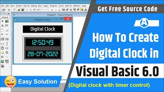 How to create a digital clock in visual basic 60  Digital clock using timer control in vb [upl. by Arodoeht]