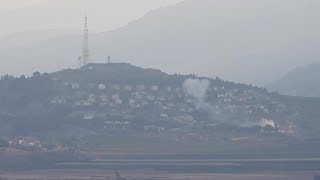 De la fumée sélève dans le nord dIsraël après des tirs de roquettes venant du Liban  AFP Images [upl. by Buell]