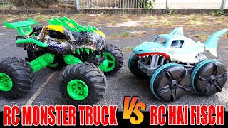 4WD DINO RC TRUCK Vs 4WD RC HAI AMPHIBIENFAHRZEUG Vorstellung  Fahrtest  dertestmichel [upl. by Bulley841]