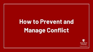 How to Prevent and Manage Conflict  Stony Brook University [upl. by Catha940]