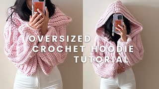 an oversized crochet hoodie sweater tutorial [upl. by Relyhs]