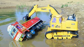 Cartoon Video  Volvo Truck Accident Highway Road River Pulling Out Jcb 3dx Plus  Tractor Cartoon [upl. by Jyoti]