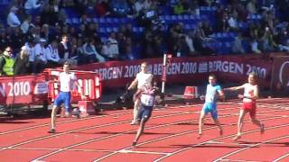 100m M Team EM Bergen  100m heat  Dwain Chambers 999 sec European Team Championships 2010 Bergen [upl. by Joacimah]