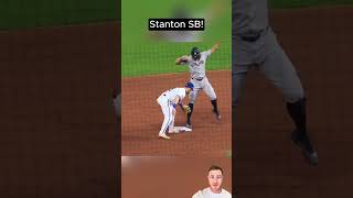 analyzing Giancarlo Stantons stolen base highlights clips baseball mlb yankees [upl. by Sherm401]