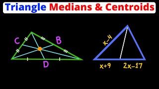 Find Triangle Medians amp Centroids  13 and 23 Rules  Geometry  Eat Pi [upl. by Clift881]