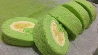 Pandan Swiss Roll with Cream Cheese Filling Recipe [upl. by Aicak]