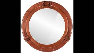 Porthole Mirror Wall Hanging Ø50 cm Aluminium and Glass [upl. by Adele366]