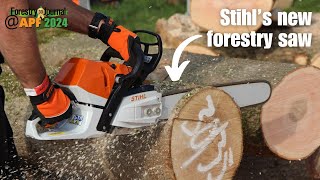 Watch Stihls new MS 400 C forestry chainsaw in action [upl. by Thrift]