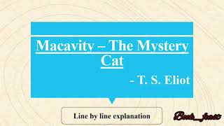 TS Eliot  Macavity The Mystery Cat  poem  Explained in Tamil [upl. by Alegnatal]