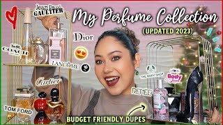 My Updated Perfume Collection 2023 😍 Budget Dupes amp Luxury  Giveaway ThatQuirkyMiss [upl. by Wilkie33]