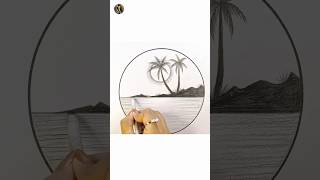 How to draw scenery in a circle  Pencil drawing circlescenery pencildrawing drawing art [upl. by Blase]