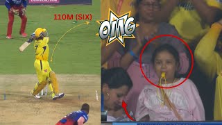 Ziva Dhoni Starts Whistling in Celebration as MS Dhoni Hits Record 110m Six in IPL 2024 [upl. by Yffub]