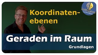 Geraden im Raum  Koordinatenebenen  einfach und anschaulich erklärt [upl. by Ossie]