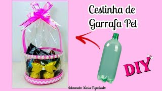 IDÉIA com Garrafa Pet para o dia das Mães  Cesta de Garrafa Pet [upl. by Lah514]