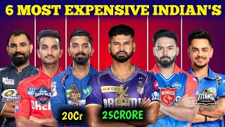 IPL2025  Top 6 Most Expensive Indians In Mega Auction 🔥❤️  IPL Auction  Expwnsive ipl [upl. by Ialda]