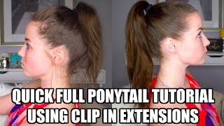 QUICK PONYTAIL WITH CLIP IN EXTENSIONS TUTORIAL  CC Suarez Makeup [upl. by Edrea]