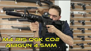 Rifle Airgun QGK M4 RIS Co2 45mm Full Metal NBB [upl. by Ichabod709]