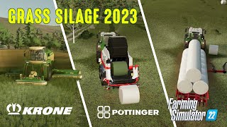 Grass Silage 2023  Krone Big M 450 amp Pöttinger Impress 185VC Pro  Farming Simulator 22 [upl. by Odnumyer940]