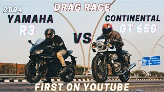 2024 Yamaha R3 vs Continental Gt650 Drag Race🔥 Paisa Wasool Race😍😱 watch till end [upl. by Ssor705]