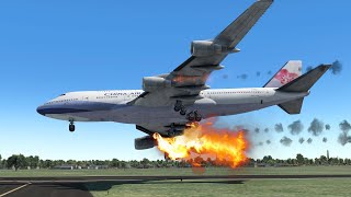 🔴LIVE CHINA AIRLINES Boeing 747 CRASH LANDINGS  Live Plane Spotting XPLANE 11 [upl. by Oalsinatse]