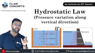 Easiest explanation on Hydrostatic Law Pressure variation in vertical direction  Hindi [upl. by Rauscher]