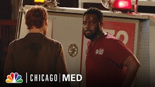 Herrmann Helps Halstead and Scott Out of Halstead’s Burning Building  NBC’s Chicago Med [upl. by Nalaf]