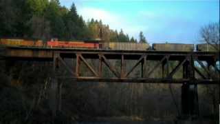 Northbound BNSF Coal Train crossing over the Nisqually River  Nisqually WA 020213 [upl. by Anoj313]