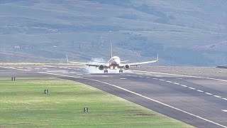 RYANAIR HARD AND BOUNCE LANDING at Madeira Airport [upl. by Bertasi]