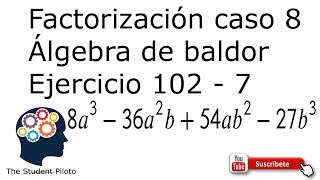 Caso 8 de factorización Cubo perfecto de binomios Álgebra de baldor Ejercicio 102  7 [upl. by Fernandes347]